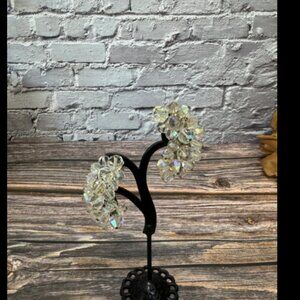 Vintage Aurora Borealis Crystal Clip on Ear Climbers Earrings ITM838